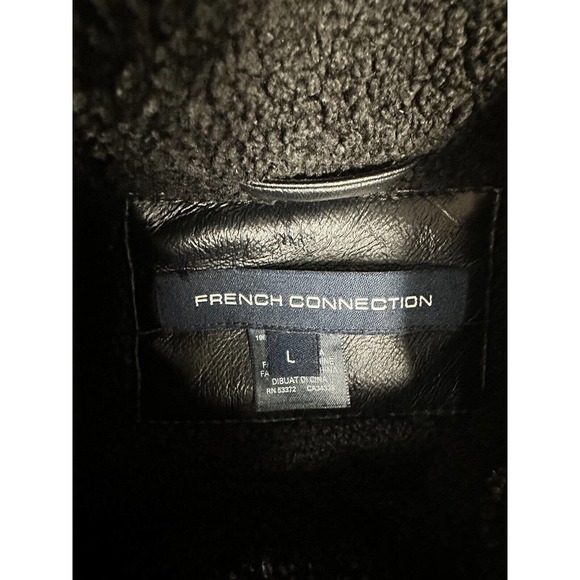 French Connection Black Faux Leather Jacket Size‎ Large - Picture 7 of 8